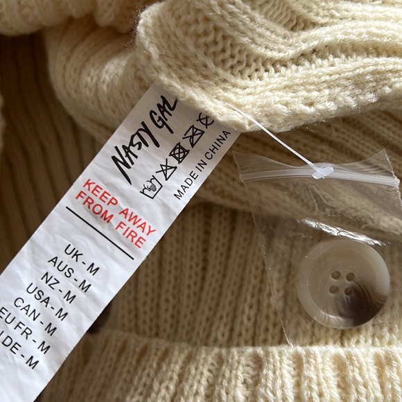 Nasty Gal collection loose fit cream knitted dropped shoulder cardigan sweater - Picture 11 of 11